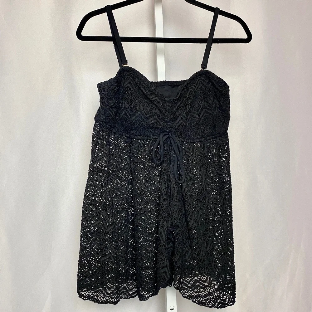 💙5/$15 INC International Concepts Womenʻs Black Crochet Lace Beach Cover Up M/L